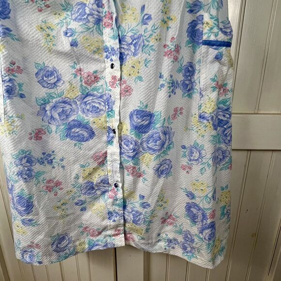Vtg Flower Power Midi Robe Size L-XL HouseCoat Nightgown Dress Muumuu Mod Waffle - Picture 11 of 16